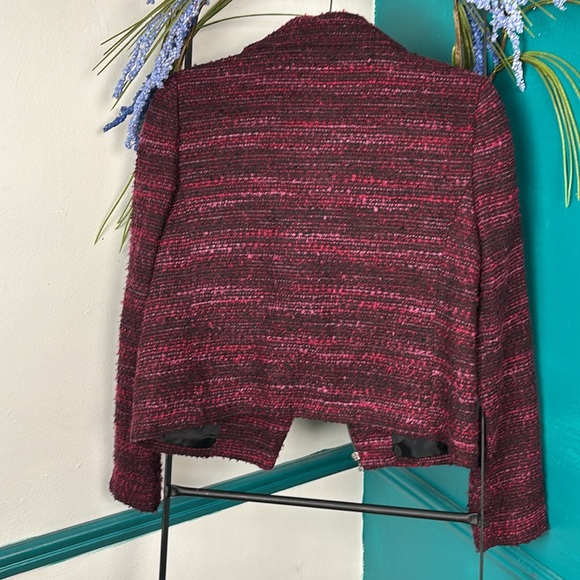 Dana Buchman Burgandy Red/Black Zip Up Long Sleeve Blazer - Picture 6 of 7